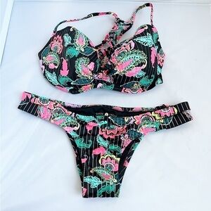 Shade & Shore bikini set, 36D underwire top, L bottoms